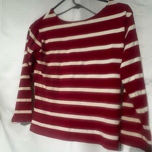 Vintage DKNY Red and Cream Striped Long Sleeve Top 100% cotton